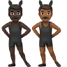 Men With Bunny Ears: Dark Skin Tone, Medium-Dark Skin Tone Emoji 👨🏿‍🐰‍👨🏾 image - Apple style