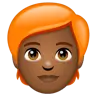 Person: Medium-Dark Skin Tone, Red Hair Emoji 🧑🏾‍🦰 image - WhatsApp style