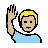 Man Raising Hand: Medium-Light Skin Tone