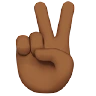 Victory Hand: Medium-Dark Skin Tone Emoji ✌🏾 image - Apple style