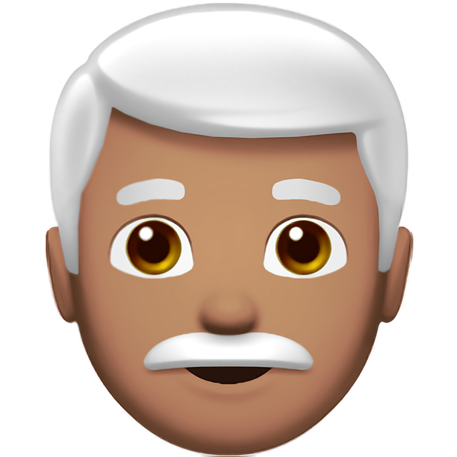 Man: Medium Skin Tone, White Hair