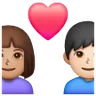 Couple With Heart: Woman, Man, Medium Skin Tone, Light Skin Tone Emoji 👩🏽‍❤️‍👨🏻 image - Samsung style