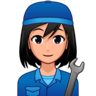 Woman Mechanic: Medium-Light Skin Tone Emoji 👩🏼‍🔧 image - Emojidex style