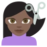 Person Getting Haircut: Dark Skin Tone Emoji 💇🏿 image - EmojiTwo style