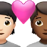 Couple With Heart: Person, Person, Light Skin Tone, Medium-Dark Skin Tone Emoji 🧑🏻‍❤️‍🧑🏾 image - Apple style