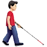 Man With White Cane Facing Right: Light Skin Tone Emoji 👨🏻‍🦯‍➡️ image - Apple style