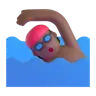 Person Swimming: Medium-Dark Skin Tone Emoji 🏊🏾 image - Microsoft 3D Fluent style