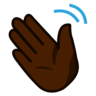 Waving Hand: Dark Skin Tone Emoji 👋🏿 image - Emojidex style