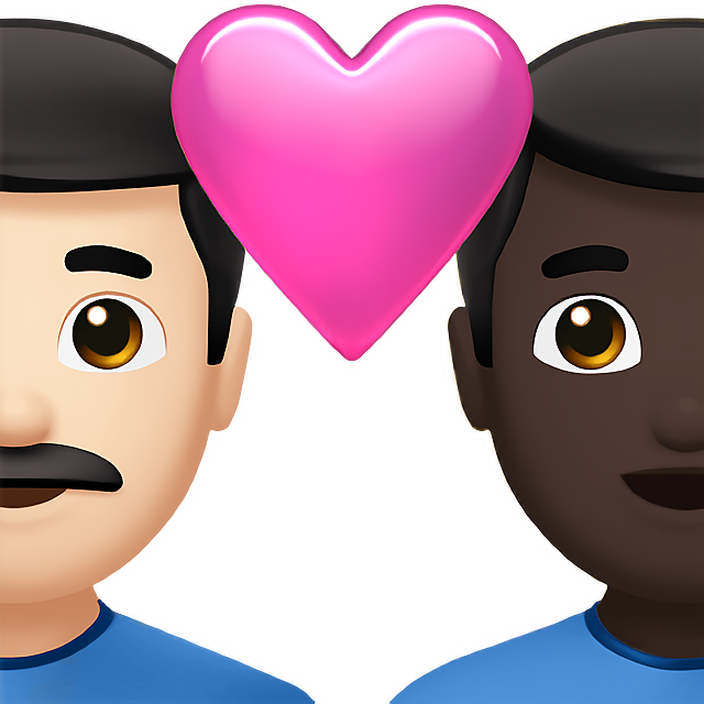 Couple With Heart: Man, Man, Light Skin Tone, Dark Skin Tone