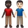 Men Holding Hands: Dark Skin Tone, Light Skin Tone Emoji 👨🏿‍🤝‍👨🏻 image - Apple style