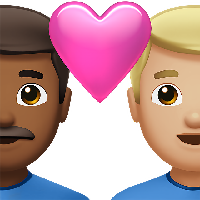 Couple With Heart: Man, Man, Medium-Dark Skin Tone, Medium-Light Skin Tone