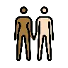 Woman And Man Holding Hands: Medium-Dark Skin Tone, Light Skin Tone Emoji 👩🏾‍🤝‍👨🏻 image - OpenMoji style