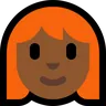 Woman: Medium-Dark Skin Tone, Red Hair Emoji 👩🏾‍🦰 image - Microsoft Windows 10 Segoe UI Emoji style