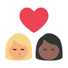 Kiss: Woman, Woman, Medium-Light Skin Tone, Medium-Dark Skin Tone Emoji 👩🏼‍❤️‍💋‍👩🏾 image - Tossface style
