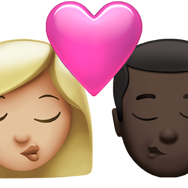 Kiss: Woman, Man, Medium-Light Skin Tone, Dark Skin Tone