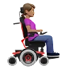 Woman In Motorized Wheelchair Facing Right: Medium Skin Tone Emoji 👩🏽‍🦼‍➡️ image - Apple style