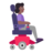 Woman In Motorized Wheelchair Facing Right: Medium-Dark Skin Tone