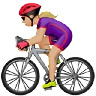 Woman Biking: Medium-Light Skin Tone Emoji 🚴🏼‍♀️ image - Apple style