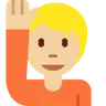 Person Raising Hand: Medium-Light Skin Tone Emoji 🙋🏼 image - Twitter / X (Twemoji) style