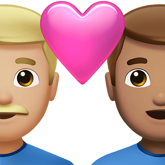 Couple With Heart: Man, Man, Medium-Light Skin Tone, Medium Skin Tone