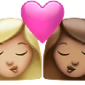 Kiss: Woman, Woman, Medium-Light Skin Tone, Medium Skin Tone Emoji 👩🏼‍❤️‍💋‍👩🏽 image - Apple style