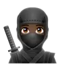 Ninja: Dark Skin Tone Emoji 🥷🏿 image - WhatsApp style