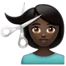 Person Getting Haircut: Dark Skin Tone Emoji 💇🏿 image - WhatsApp style