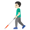 Man With White Cane: Light Skin Tone Emoji 👨🏻‍🦯 image - Google Noto Color style
