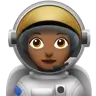 Woman Astronaut: Medium-Dark Skin Tone Emoji 👩🏾‍🚀 image - Apple style