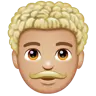 Man: Medium-Light Skin Tone, Curly Hair Emoji 👨🏼‍🦱 image - WhatsApp style