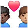Couple With Heart: Man, Man, Dark Skin Tone, Medium Skin Tone Emoji 👨🏿‍❤️‍👨🏽 image - Samsung style