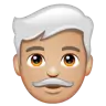 Man: Medium-Light Skin Tone, White Hair Emoji 👨🏼‍🦳 image - WhatsApp style