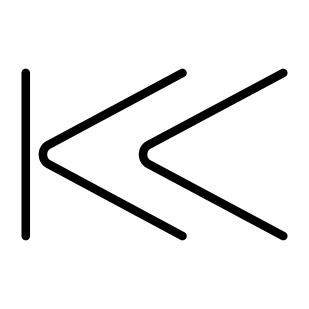 帶豎線的黑色左指向雙三角形
