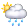Białe słońce za chmurą z deszczem Emoji 🌦 image - Samsung style