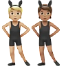 People With Bunny Ears: Medium-Light Skin Tone, Medium Skin Tone Emoji 🧑🏼‍🐰‍🧑🏽 image - Apple style