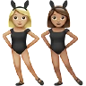 Women With Bunny Ears: Medium-Light Skin Tone, Medium Skin Tone Emoji 👩🏼‍🐰‍👩🏽 image - Apple style