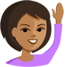 Person Raising Hand: Medium Skin Tone Emoji 🙋🏽 image - Facebook Messenger (2016) style