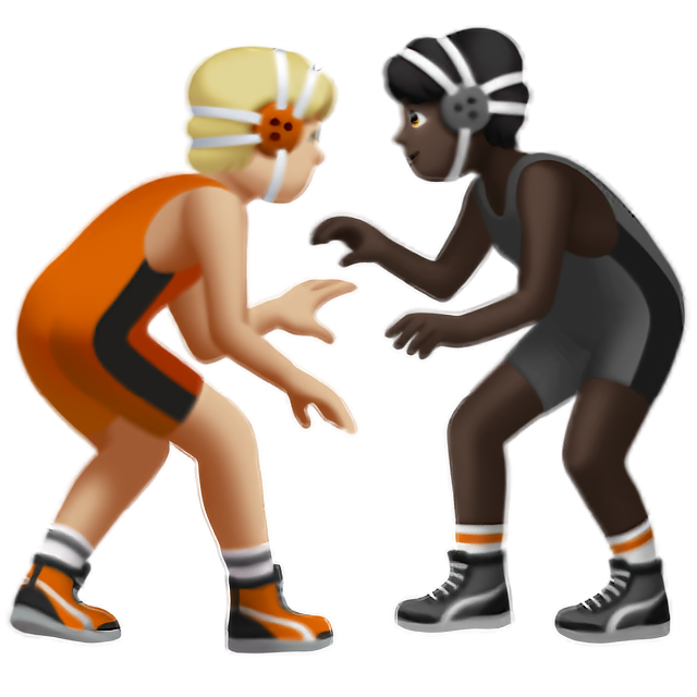 People Wrestling: Medium-Light Skin Tone, Dark Skin Tone