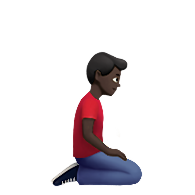Man Kneeling Facing Right: Dark Skin Tone