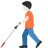 Person With White Cane: Light Skin Tone