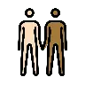 People Holding Hands: Light Skin Tone, Medium-Dark Skin Tone Emoji 🧑🏻‍🤝‍🧑🏾 image - OpenMoji style