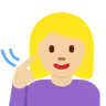 Deaf Woman: Medium-Light Skin Tone Emoji 🧏🏼‍♀️ image - Twitter / X (Twemoji) style