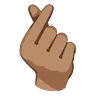 Hand With Index Finger And Thumb Crossed: Medium Skin Tone Emoji 🫰🏽 image - Google Noto Color Animated style