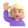 Woman Raising Hand: Medium-Light Skin Tone Emoji 🙋🏼‍♀️ image - Microsoft 3D Fluent style