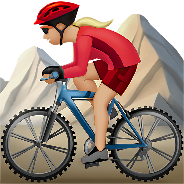 Woman Mountain Biking: Medium-Light Skin Tone