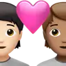 Couple With Heart: Person, Person, Light Skin Tone, Medium Skin Tone Emoji 🧑🏻‍❤️‍🧑🏽 image - Apple style