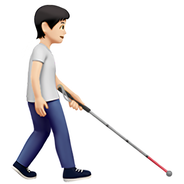 Person With White Cane Facing Right: Light Skin Tone