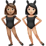 Women With Bunny Ears: Medium Skin Tone, Light Skin Tone Emoji 👩🏽‍🐰‍👩🏻 image - Apple style