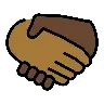 Handshake: Medium-Dark Skin Tone, Dark Skin Tone Emoji 🫱🏾‍🫲🏿 image - OpenMoji style