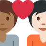 Couple With Heart: Person, Person, Medium-Dark Skin Tone, Light Skin Tone Emoji 🧑🏾‍❤️‍🧑🏻 image - Twitter / X (Twemoji) style